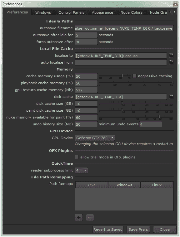 Ram Usage in Nuke (Preferences Windw)