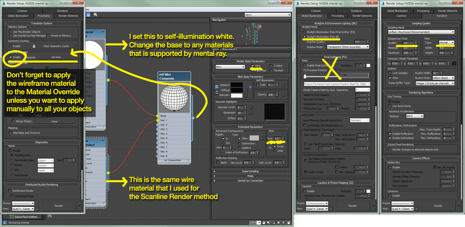 vray settings forwire frame